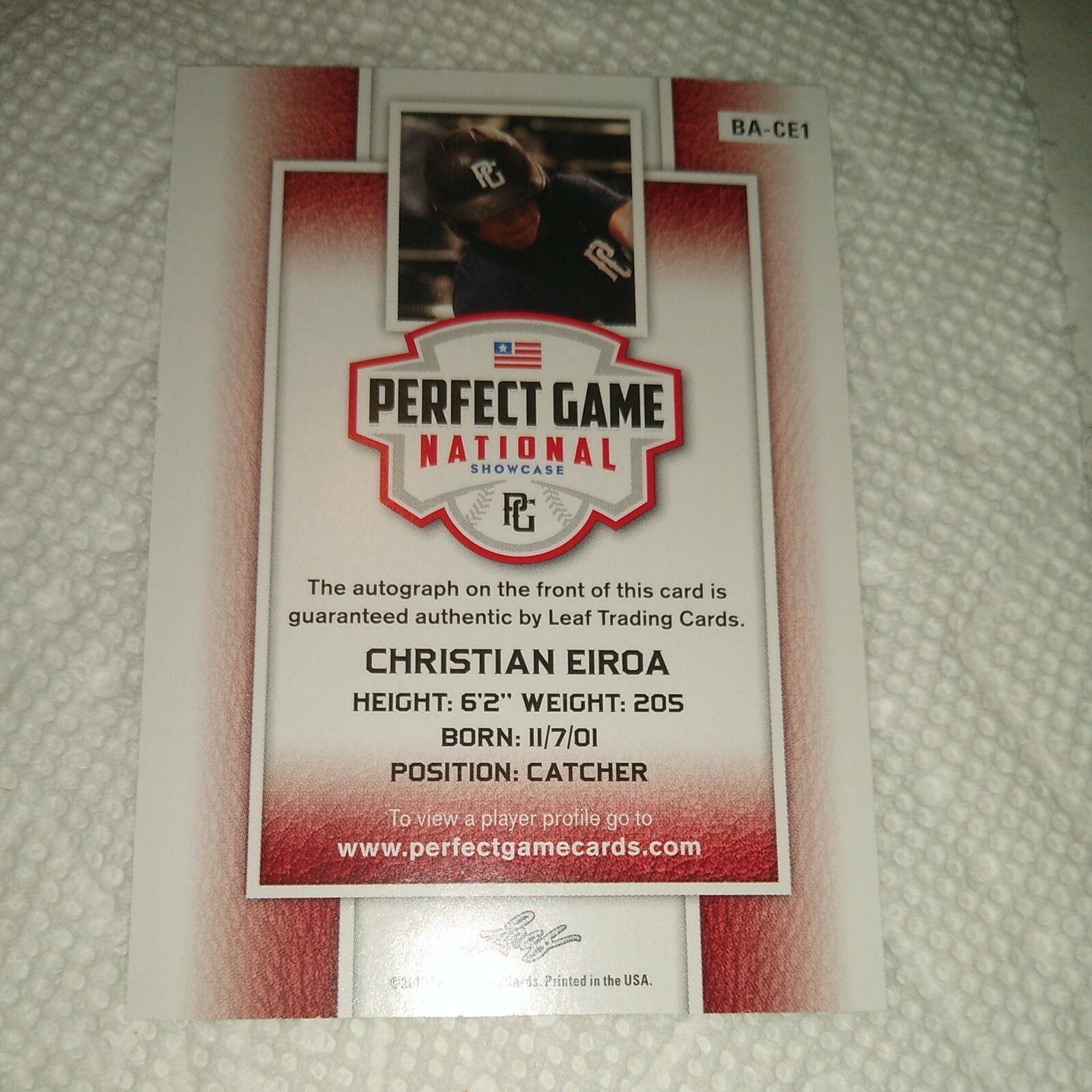 Christian Eiroa 2019 Leaf Perfect Game AUTOGRAPH BA-CE1 ***3/10***