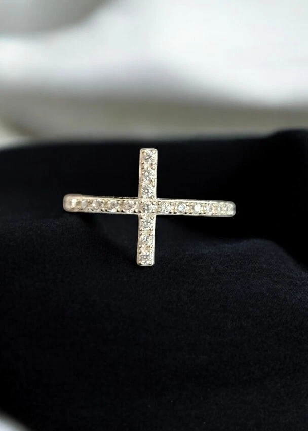 ~ Conjunto de pulsera de perlas con anillo incrustado de diamantes de imitación de tono plateado Foto 4 de 4