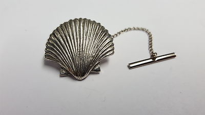 Sea Shell Tie Pin With Chain English Pewter Handmade In Sheffield PP ...