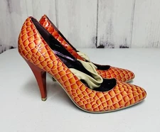 Poetic License Pumps Hi Heels Orange Womens Size 6.5