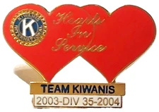 Kiwanis Inter. Division 35 "Hearts In Service" Team Kiwanis 2003-2004 Lapel Pin