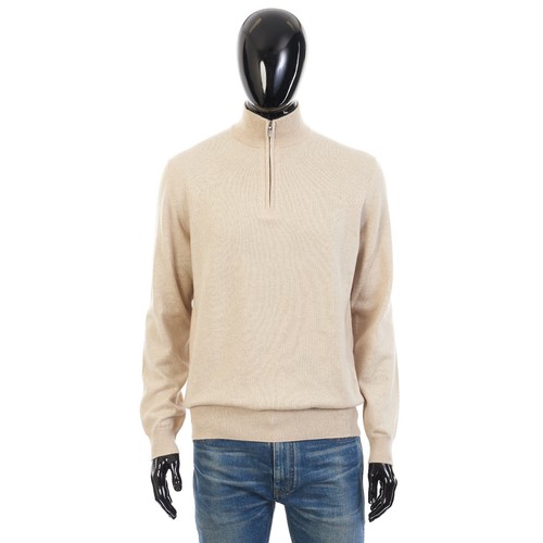LORO PIANA 1695$ Supersoft Baby Cashmere Sweater - 1/2 Zip, High Collar - Picture 2 of 12