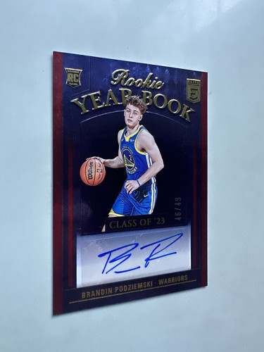 2023 Donruss Elite Rookie Year Book Autograph Red Brandin Podziemski /49 RC GSW - Picture 3 of 10