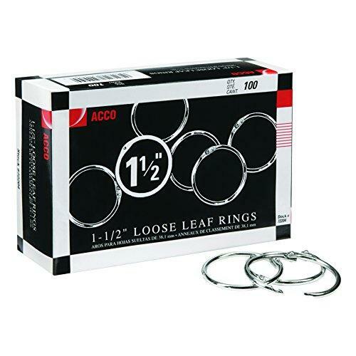 ACCO Loose Leaf Binder Rings, 11/2", Silver, 100 Rings/Box (72204