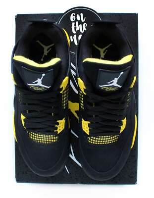 Nike Air Jordan 4 Retro Black Thunder Yellow UK 6 12 US 6.5 13