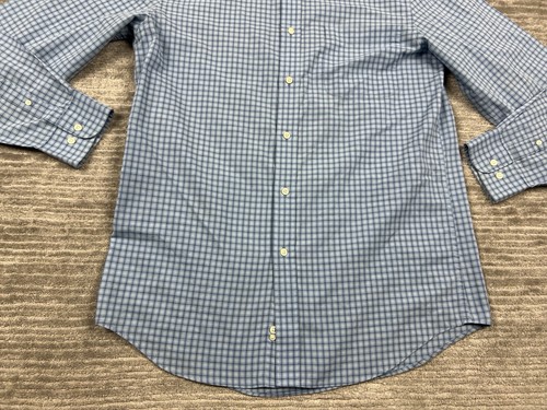 Saddlebred Shirt Mens Medium Blue Check Short Sleeve Button Up Cotton Blend - Picture 3 of 11