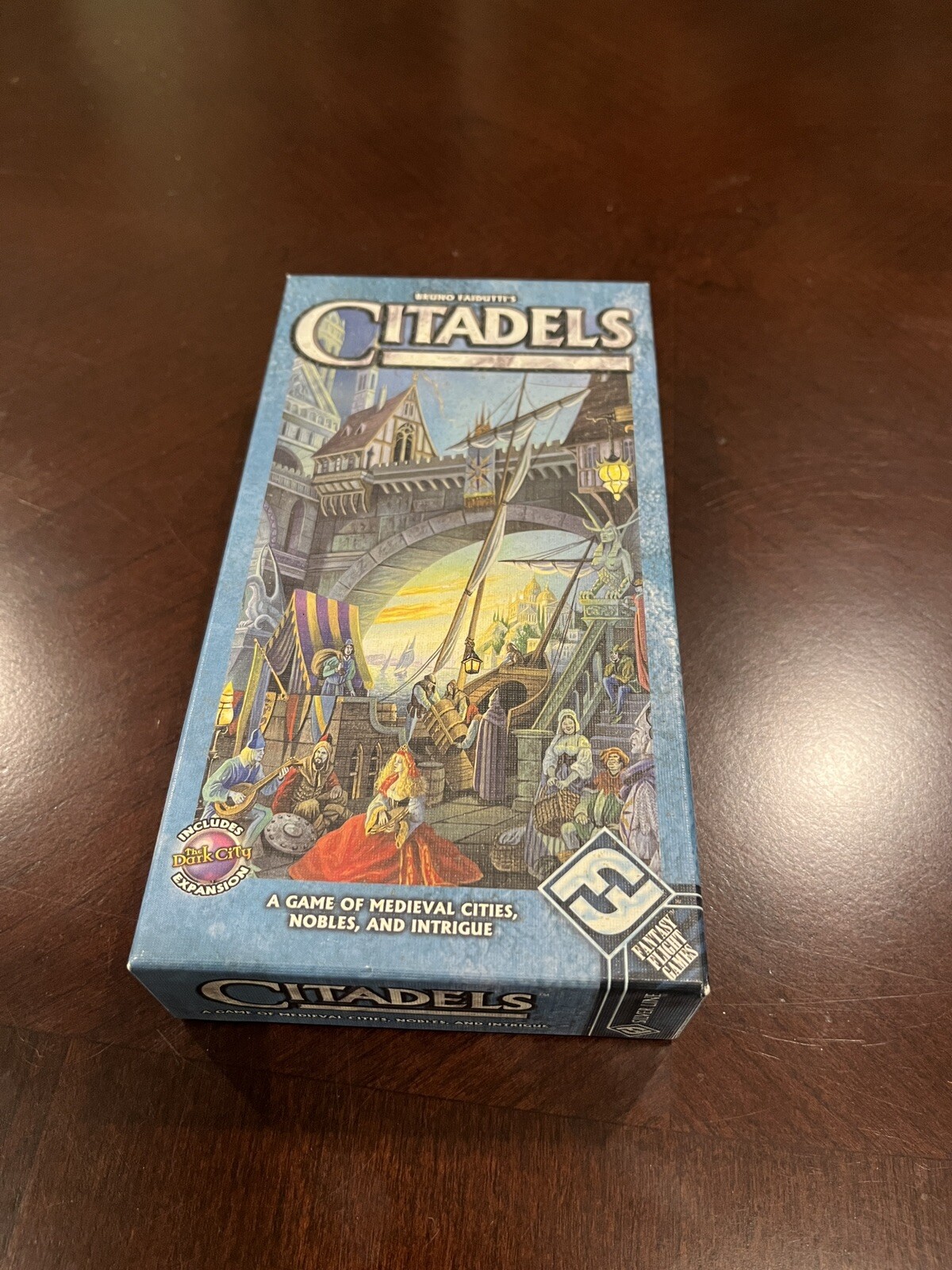 FFG Citadels Board Game with Dark City Expansion 2nd Edition Sleeved Exc Condition