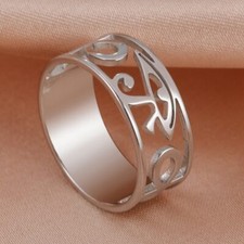 Egyptian Symbol Eye of Horus Ankh Cross Ring Protection Amulet Stainless Steel