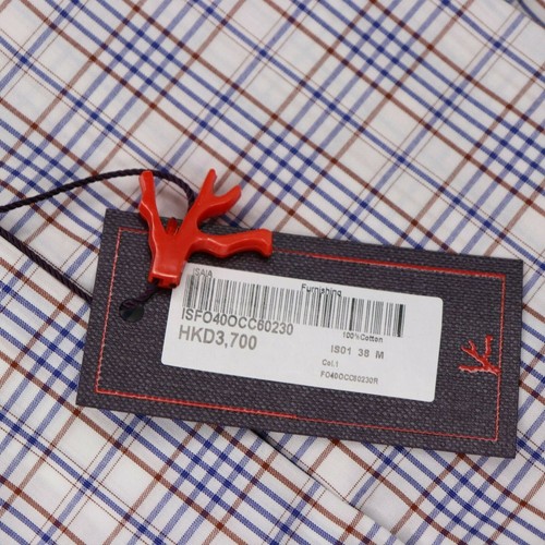 Nuevo con etiquetas Camisa de vestir Isaia Napoli para hombre blanca azul a cuadros 15 - 38 - Imagen 7 de 7