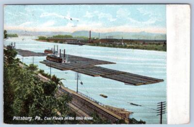 1905 COAL FLEETS ON THE OHIO RIVER PITTSBURG(H) PENNSYLVANIA PA ANTIQUE POSTCARD