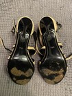 Charles Jourdan Paris Strappy Beige & Black High Heels Straw Sandals Size 7.5 — photo 7