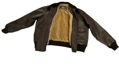 Navy Airborne Leathers Mens XL Brown G1 Flight Lined Bomber Pilot