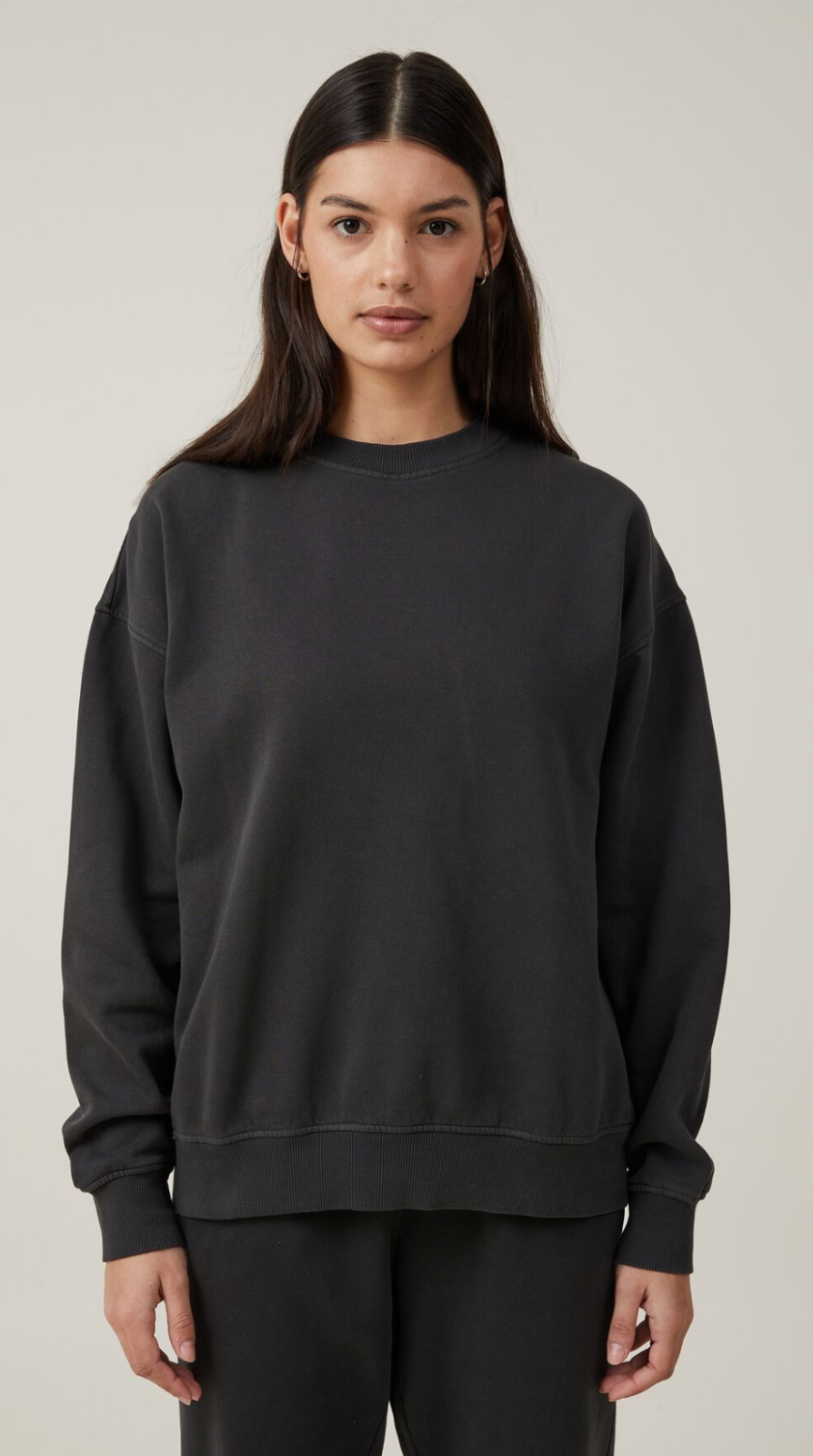 Cotton:On Women's Classic Washed Crew Sweatshirt Basic Washed Black Size XS NEW