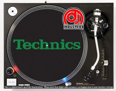 DJ INDUSTRIES Technics Classic Green on Black - DJ slipmat for LP turntable record player
