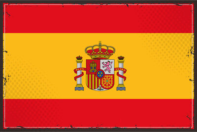 Holzschild 18x12 Spaniens Retro Flag of Spain Wand Deko Bar Kneipe Sammler Gesch