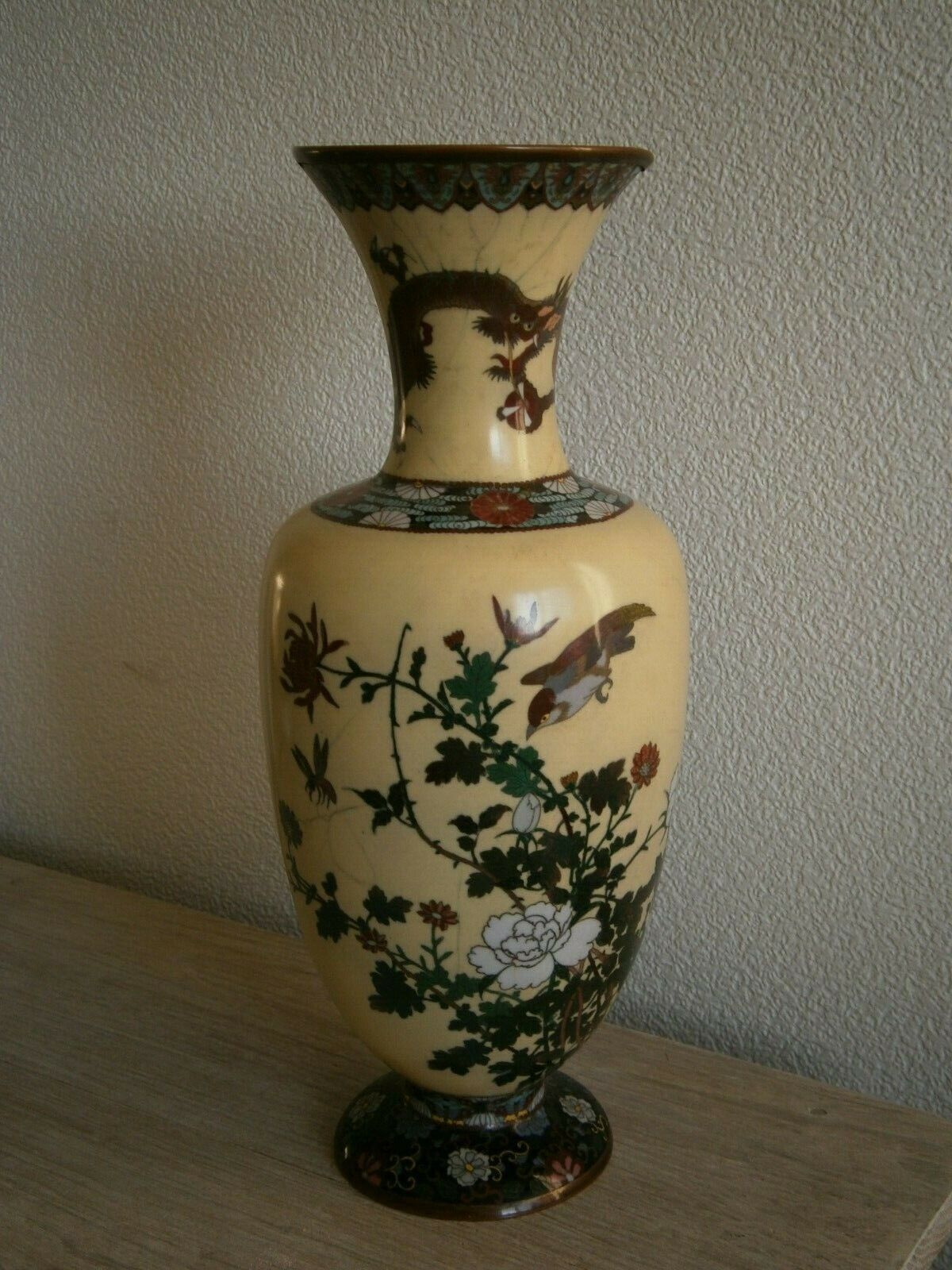 Vase Copper Cloisonne Enamel China 19° S Decoration Art Asia Shell Egg Antique
