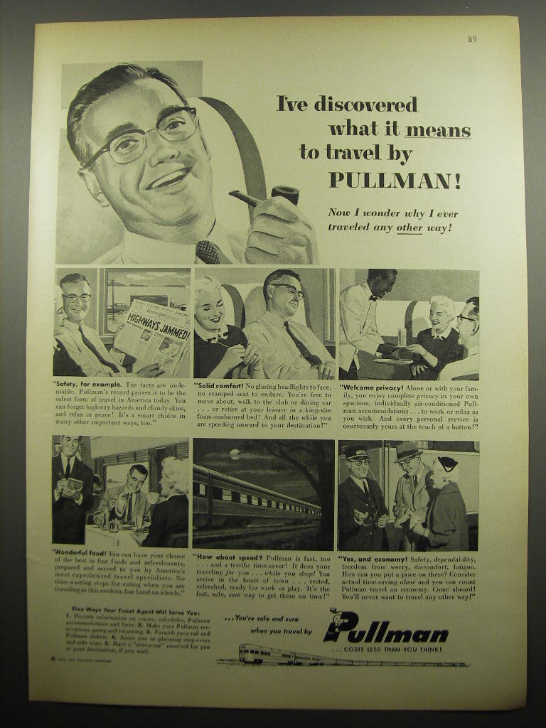 1955 Pullman Train Cars Ad I've discovered what it means to travel by  Pullman!