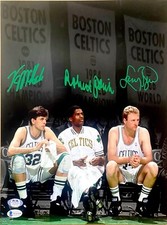 LARRY BIRD ROBERT PARISH KEVIN MCHALE BOSTON CELTICS BIG 3 SIGNED 11X14 COA 5