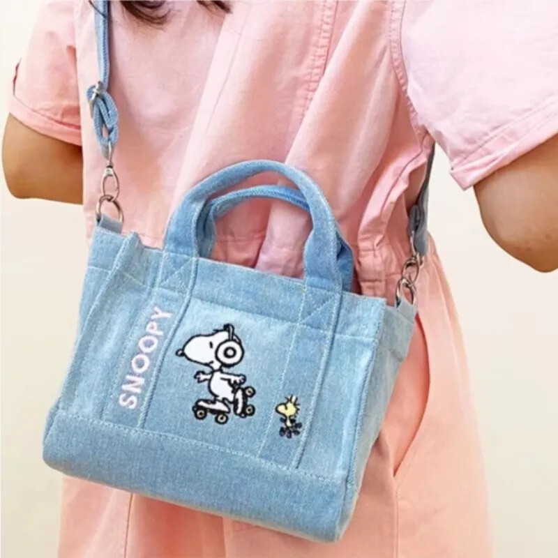 Snoopy Denim Tote Bag Cartoon Animation Student Cute Large Capacity