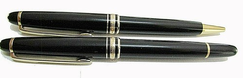 PLUMA Y BOLÍGRAFO MONTBLANC - COLOR NEGRO Y ORO CAJA ORIGINAL - Picture 2 of 7