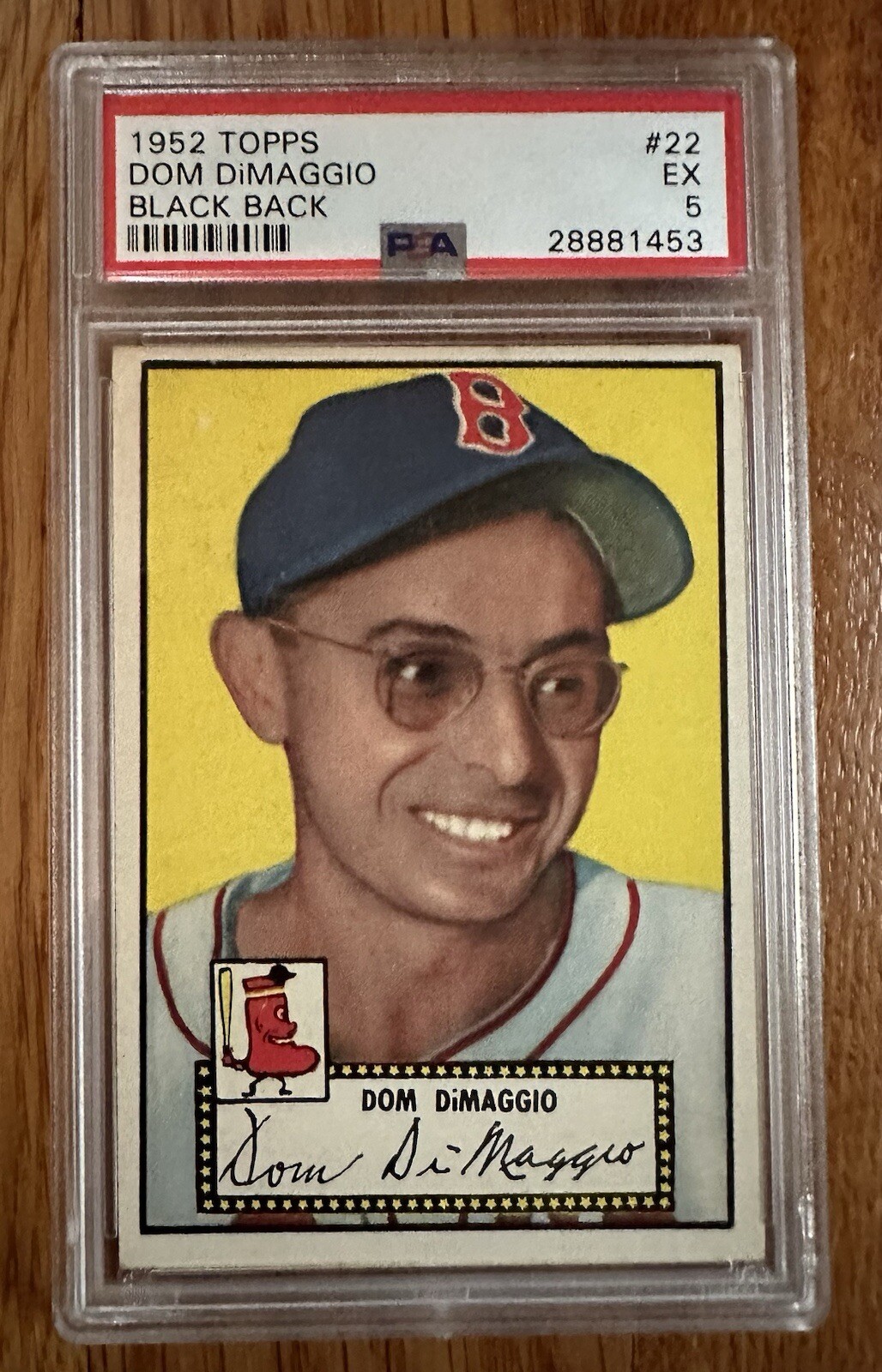 Dom DiMaggio 1952 Topps #22 BLACK BACK PSA 5 EX Excellent Red Sox