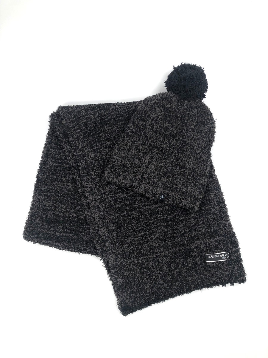 NWT BAREFOOT DREAMS COZYCHIC HEATHERED CARBON BLACK POM-POM  display picture 1