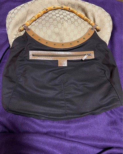 Gucci Bamboo Handle GG Canvas Studded Hobo Bag Beige Used Italy 1242932684 - Picture 11 of 18