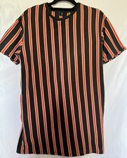 URBAN OUTFITTERS Short Sleeved Striped Cotton Black/Red Tshirt Mini Dress. M.