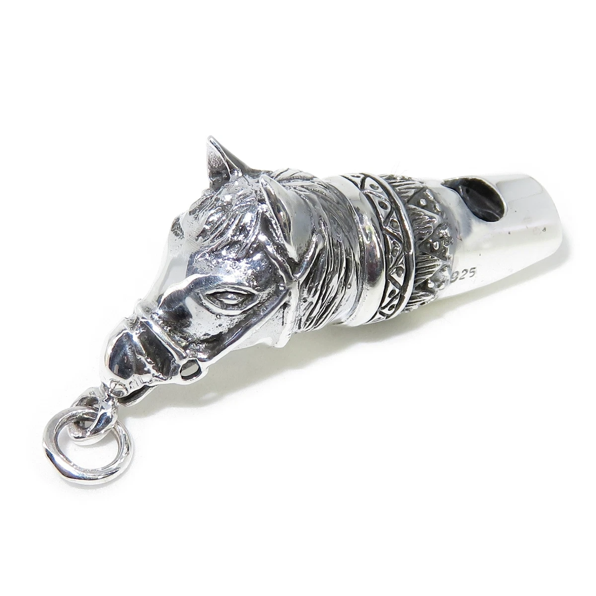 Horse whistle sterling silver pendant fob .925 x 1 Horses Whistles