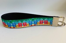 Key Fob Key Chain Holder Wrist Lanyard Strap Flip Flop Beach Summer Sand Palm