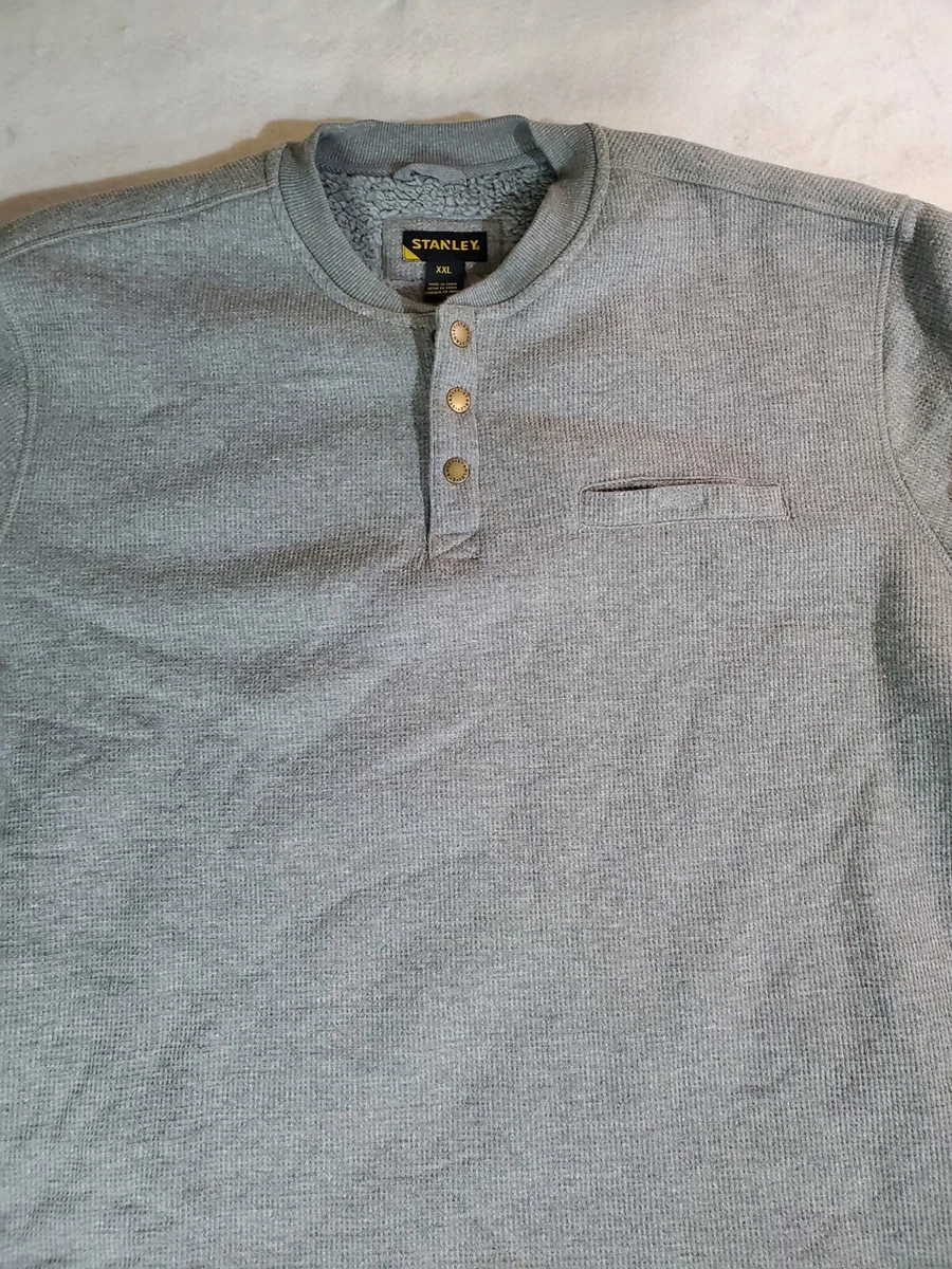 Stanley Mens Sherpa Lined Waffle Henley Thermal Gray Shirt Size XXL Workwear