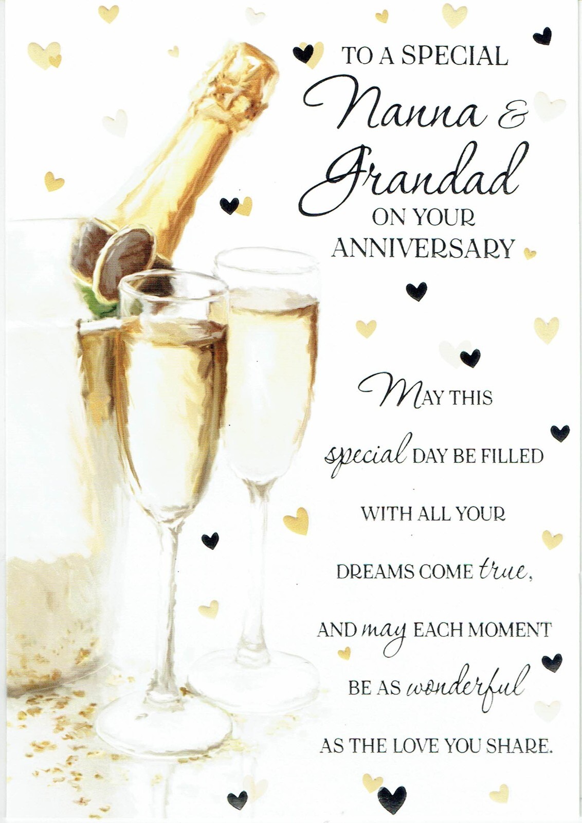 NANNA and GRANDAD  - Quality ANNIVERSARY Card, Champagne Design