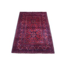 3'3"x4'8" Geometric Design Afghan Khamyab Wool Hand Knotted Oriental Rug R67958