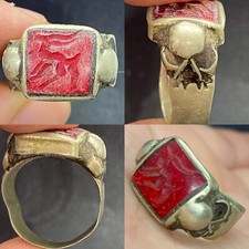 Afghanistan Wonderful Ancient Roman Glass intaglio beautiful Old bronze Ring 
