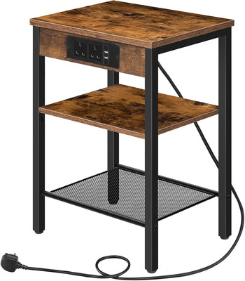 HOOBRO Beistelltisch mit Ladestation, Nachttisch mit Ladestation, 2