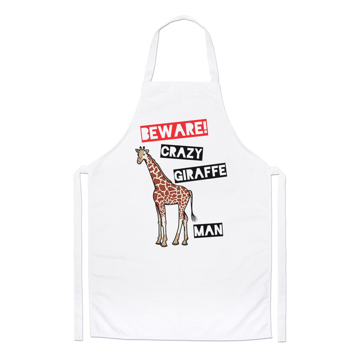 Beware Crazy Giraffe Man Chefs Apron - Funny Cooking Animal