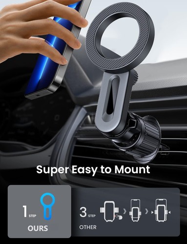 Car Mount Magnetic Car Phone Holder Vent for MagSafe iPhone 16 Pro 15 14 Samsung - Picture 3 of 5