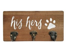 His Hers Dog Leash Key Holder for Wall Key and Dog Leash Hanger for Entryway ...