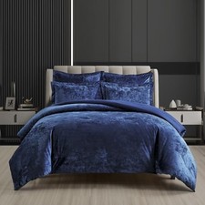 Distressed Velvet Comforter Set, 5 Pieces Distressed Velvet Face and King Navy