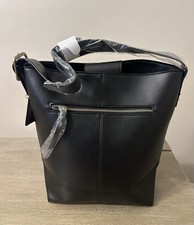 Black Shoulder Bag Silver Hardware Zipper Accents Matte Finish Zip Closure