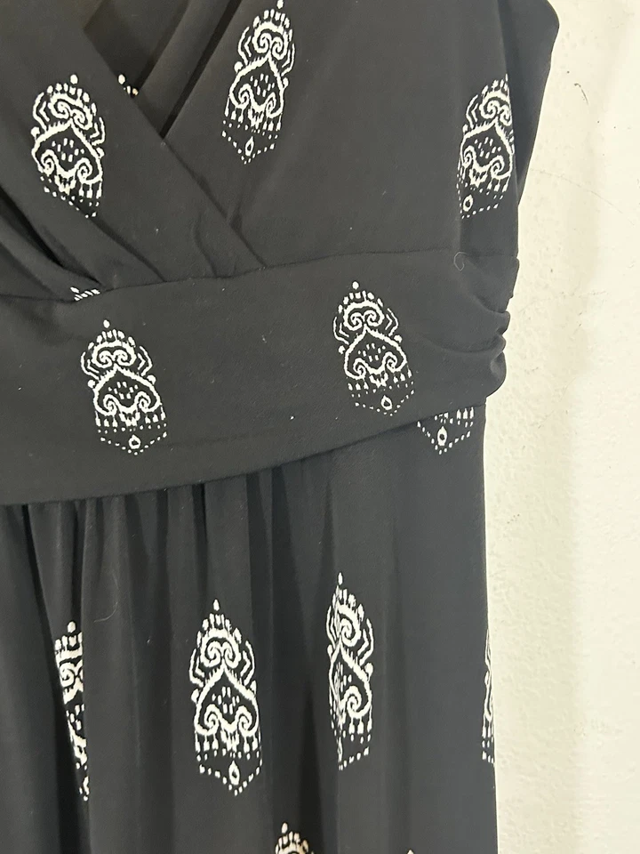 Chaps ladies maxi dress large black white casual day batik print career - Image 4 of 4