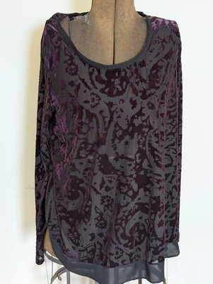 Simply Vera Women Whimsigoth Velvet Burnout Top Size L Fairy Grunge Purple
