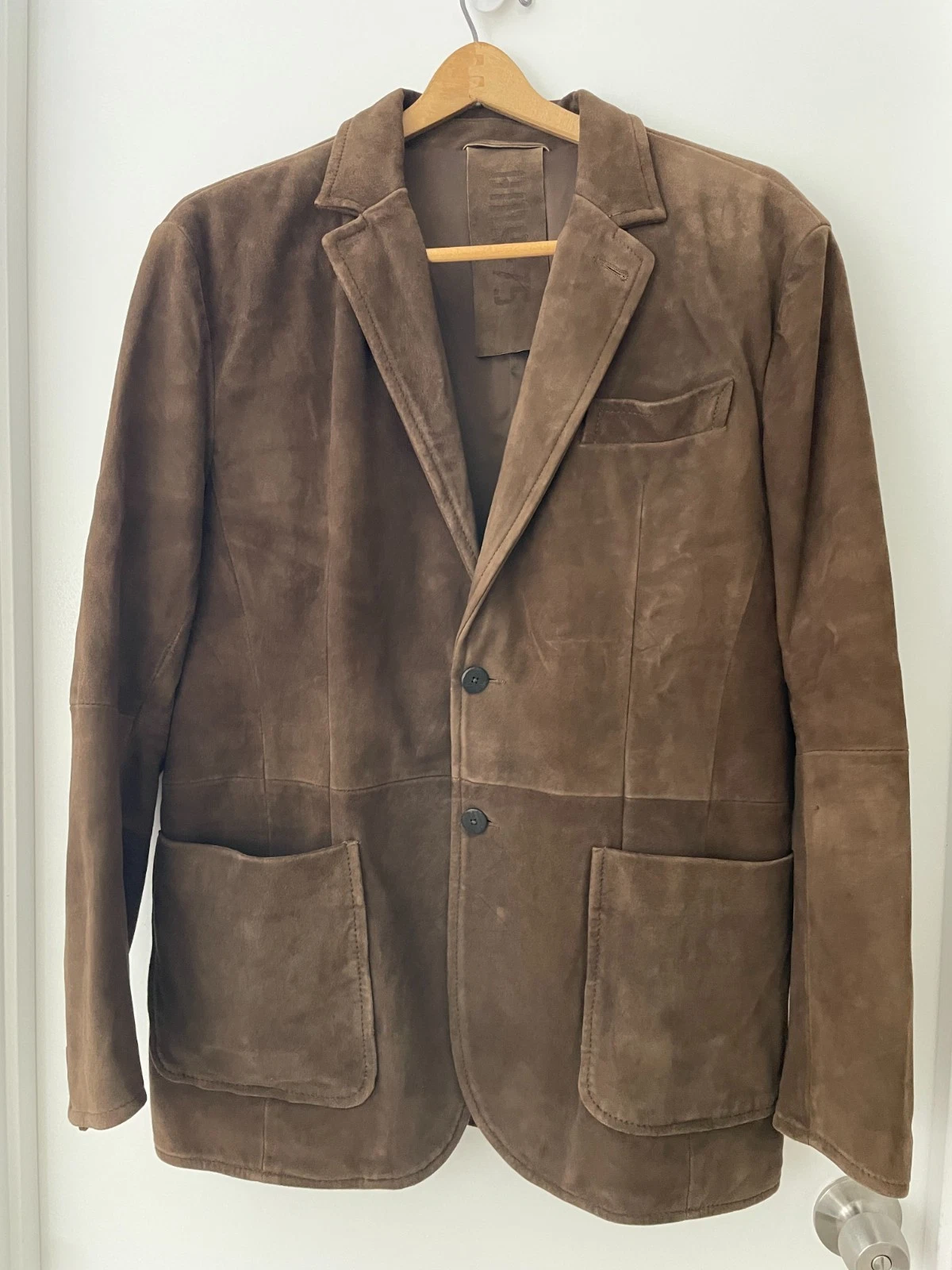 Gimo’s GMS-75 Brown Suede Leather Blazer Jacket Italy Fit See Measurements - product detail image 1