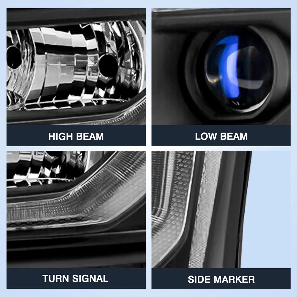 Faros halógenos negros transparentes L+R para GMC Yukon 2015-2020 con proyector LED DRL Foto 4 de 4