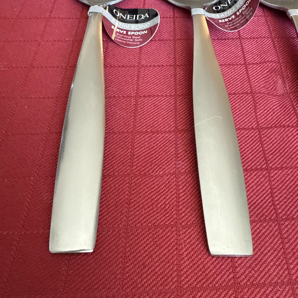 "Juego de 4 cucharas para servir CANNON de acero inoxidable satinado de Oneida punta plana lisa 8 3/4""" Foto 2 de 4
