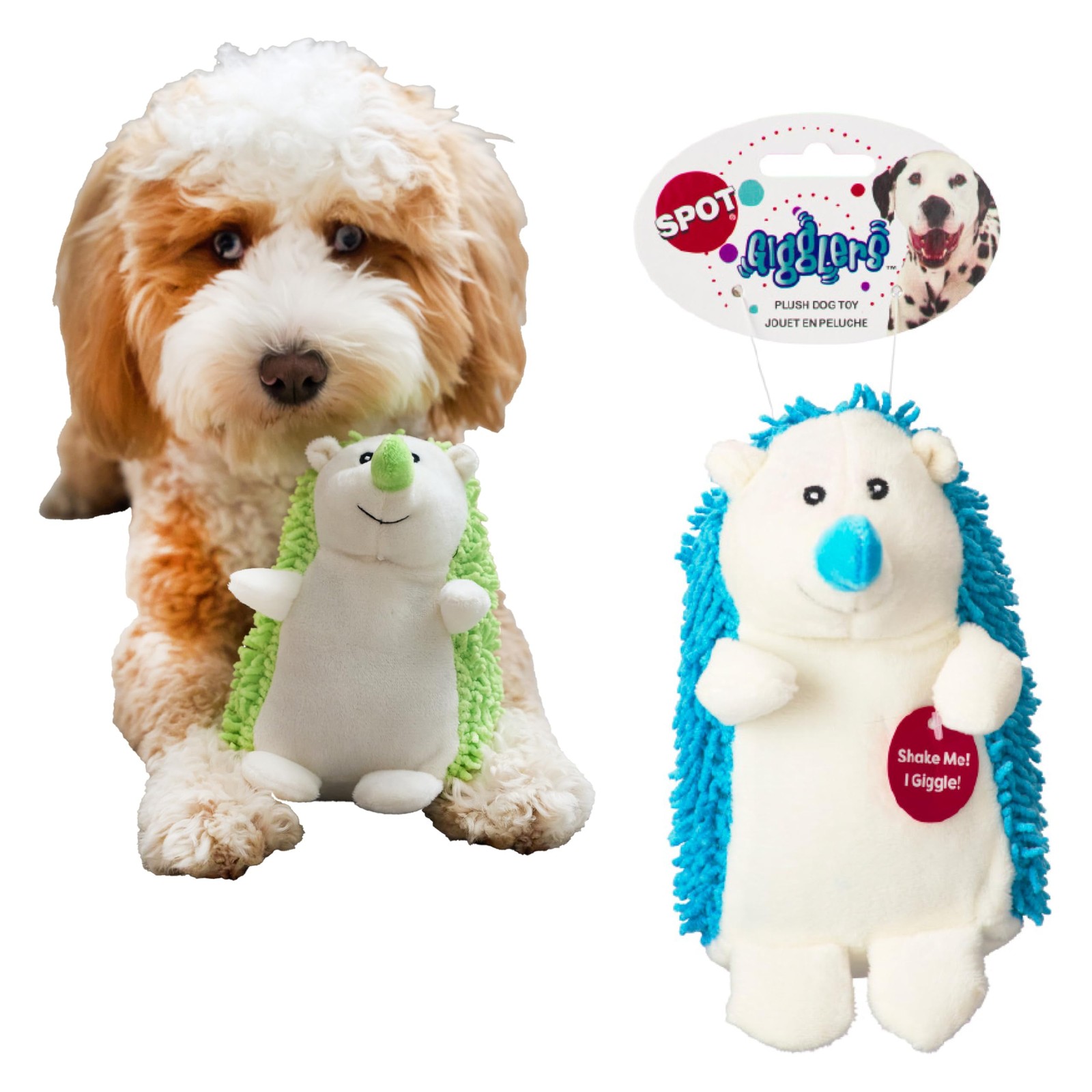 SPOT Gigglers Hedgehog Dog Toy with Giggle Sound 6.5 inch (P