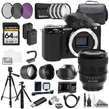 Sony ZV-E10 Black Body Sony FE 50mm f/1.2 GM Lens 64GB 9 PC Filter-MEGA Kit
