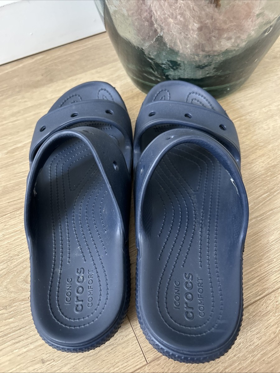 Crocs Classic‎ Slide Sandals Navy Blue Iconic Comfort Mens 10 Casual Travel Crocs Navy Blue Slides Unisex Iconic Comfort Slip On Sandals  main image 4