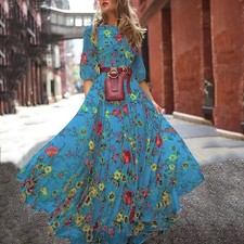 Women Boho Long Maxi Plus Size Beach Dress Summer Party Floral Sundress Ladies