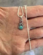 Sterling Silver Genuine Turquoise Snake Pendant Unique Style, Chain18